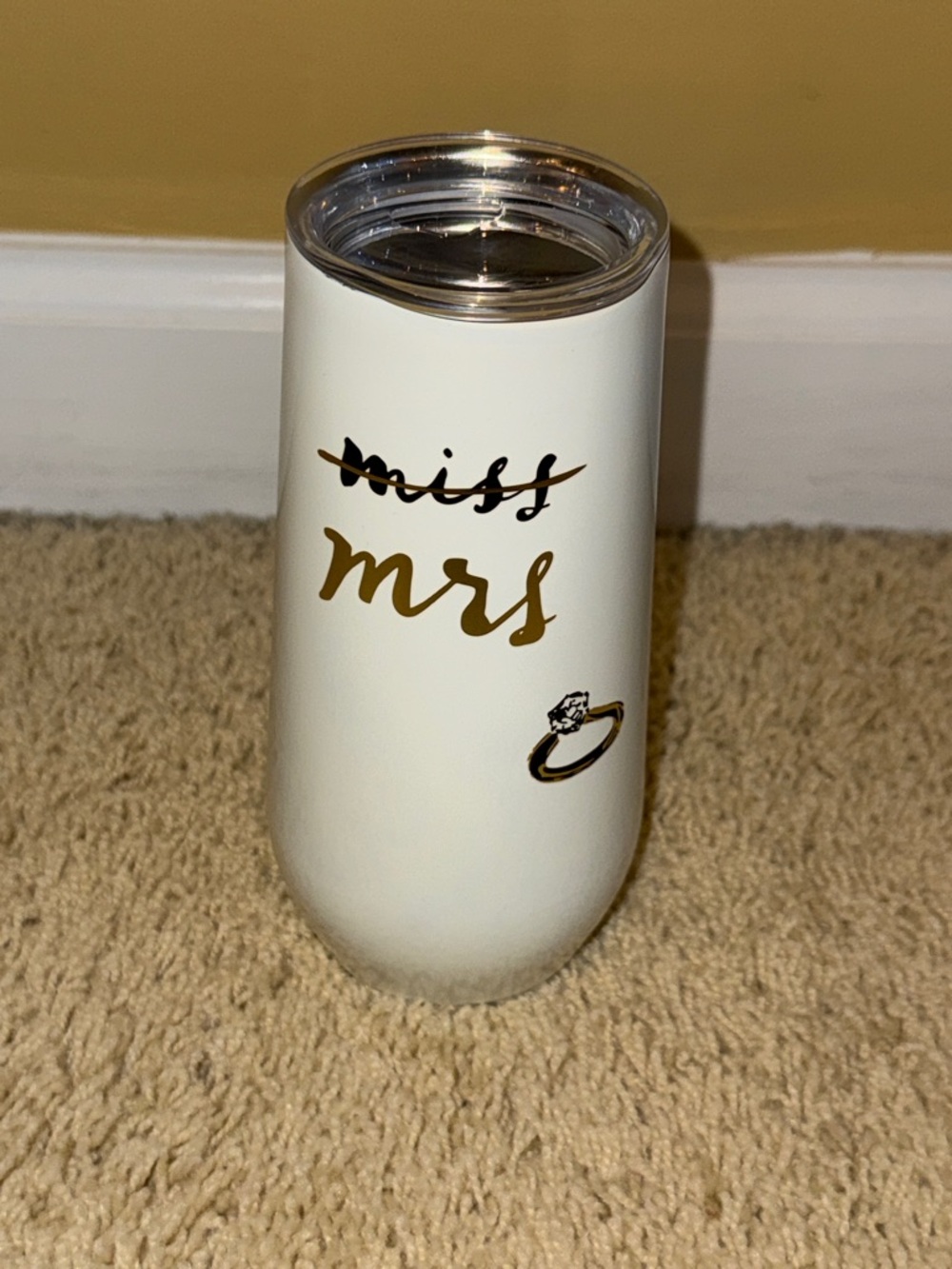 kate spade White Stemless Tumbler with Gold Script